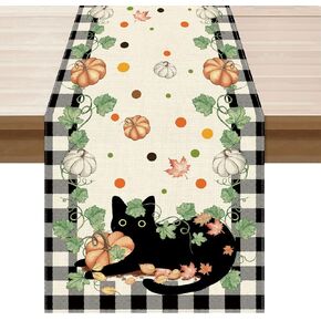 Xchi Fall Black Cat Pumpkin Plaid Table Table Table Decoration for Kining Dining Dinist Autumn Home Decor in Kuwait