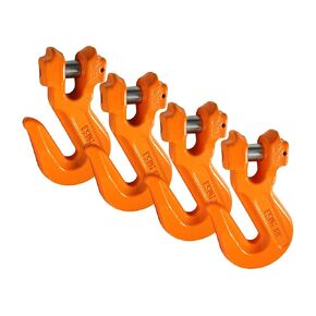 3/8" Grade 100 Grab Hook Forged Alloy Steel Chain Rigging Lifting | Tie Down Binder Hook | Professional Overhead Rated | 8,800 lbs Working Load Limit | High-Viz Orange (No Cradle) 4 Pack in Kuwait