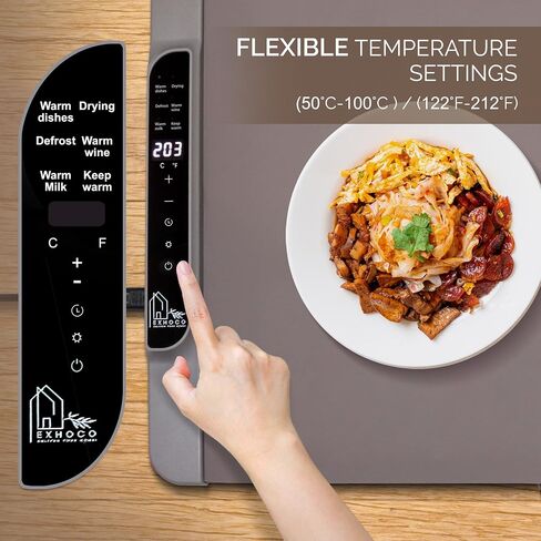 Food Warming Mat - Fast Heating Silicone Electric Tray with 4-Level Temp, Raised Feet Protect Table, Roll-Up Buffet Heat Pad, Portable Hot Plate for Home, Travel, Parties, Catering (Warm Gray) in Saudi Arabia