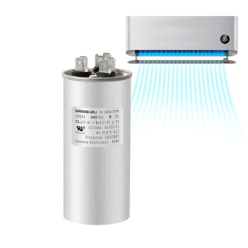 CBB65 مكثف 50+5 UF 50/5 MFD ± 5 ٪ 370V/440VAC استبدال مكثف RUN DUAL FOR HVAC ، مكيف مكثف بشكل مستقيم ، محرك AC ، مضخة حرارة in Saudi Arabia