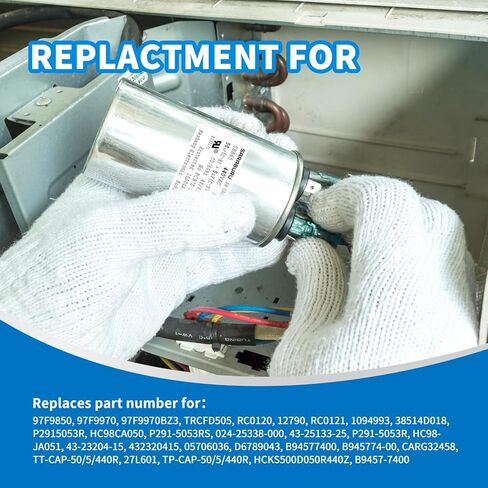 CBB65 مكثف 50+5 UF 50/5 MFD ± 5 ٪ 370V/440VAC استبدال مكثف RUN DUAL FOR HVAC ، مكيف مكثف بشكل مستقيم ، محرك AC ، مضخة حرارة in Saudi Arabia