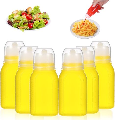 حاوية صلصة السلطة 6 PCS للذهاب ، 2 أونصة تسرب زجاجات الضغط المصغرة على الصلصات زيت السوائل الكاتشب مع كاب المسمار بحجم سافر سلطة صلصة الصلصة لتناول طعام الغداء in Kuwait