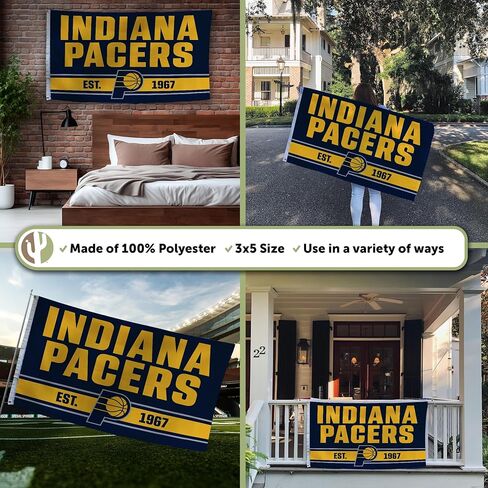 Desert Cactus Indiana Pacers Flag NBA 100 ٪ Polyester Indoor Outdoor 3X5 FET FEACH National Basketball Association Flags (Flag Z) in Kuwait