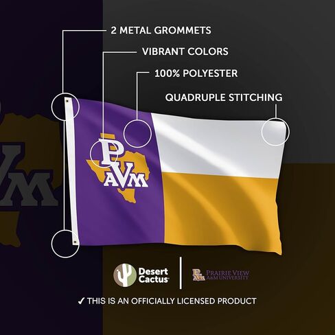 Desert Cactus Prairie View A&M University Pvamu Flag - 3 × 5 أقدام لافتة الفهود ، نسيج متين داخلي/خارجي ، تصميم البوليستر بنسبة 100 ٪ (النمط أ) in Kuwait