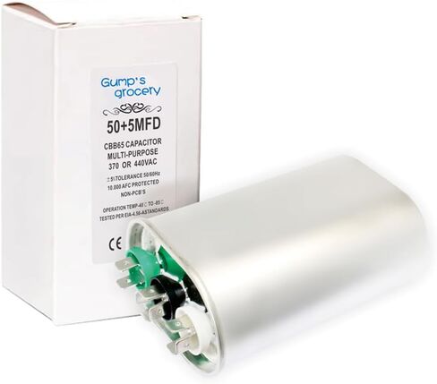 CBB65 Oval Start Capacitor with Dual Run Function, 50+5 uF ±5% 440VAC Combination Capacitor for Air Conditioner Units, Fan Motor Start, Heat Pumps, Condensers in Straight Cool Systems (50 + 5 uf, 2) in Saudi Arabia