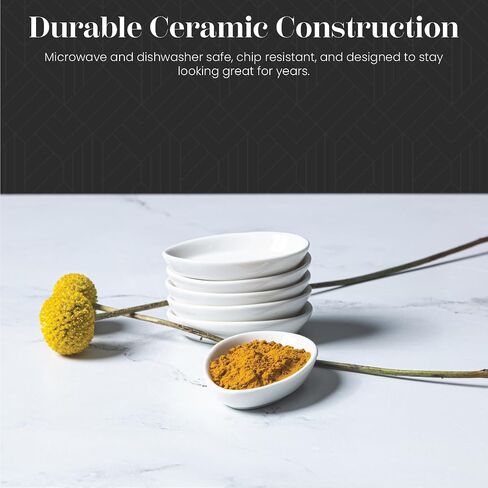 Vikko Mini White Plate للزبدة أو الصلصة ، 3.4 بوصة طبق الأوعية البيضاء الصغيرة مجموعة من 6 ، غسالة الصحون آمنة in Kuwait