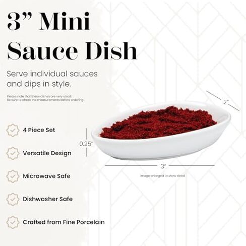 Vikko Mini White Plate للزبدة أو الصلصة ، 3.4 بوصة طبق الأوعية البيضاء الصغيرة مجموعة من 6 ، غسالة الصحون آمنة in Kuwait