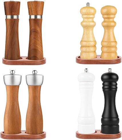 Salt and Pepper Grinder Mill Tray, 2 Partitions Pepper Mill Holder General Wooden Salt Rest Stand Condiments Organizer for Kitchen Home Supply in Saudi Arabia