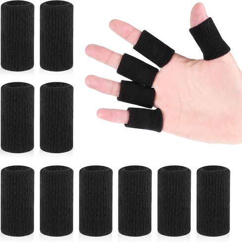 10pcs أكمام أصابع رياضية أسود ، حماة لأكمام الأصابع ، غلاف دعم الإصبع المرن ، أكمام إصبع الانضغاط ، دعم دعامة الإبهام لكرة السلة ، الجولف in Saudi Arabia