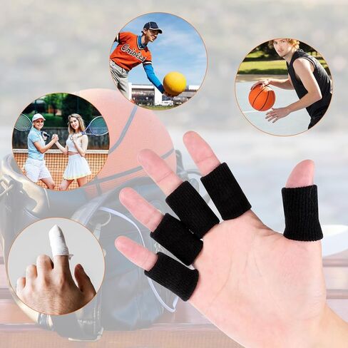 10pcs أكمام أصابع رياضية أسود ، حماة لأكمام الأصابع ، غلاف دعم الإصبع المرن ، أكمام إصبع الانضغاط ، دعم دعامة الإبهام لكرة السلة ، الجولف in Saudi Arabia