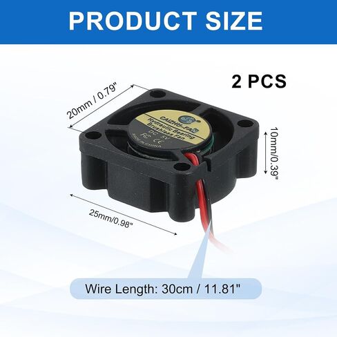 MECCANIXITY 2510 Fan 25mm x 10mm 1 Inch 24V Small Plastic Cooling Fan 2 Pin for Computer PC Case CPU Heatsink 3D Printer Desktop Cooling Router Server(2 PCS) in Saudi Arabia