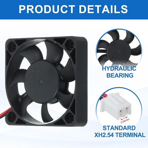 MECCANIXITY 2 Pcs 3D Printer 2510 Cooling Fan, 12V 12000RPM 25 x 25 x 10 mm Hydraulic Bearing XH2.54 Extruder Cooling Fan with 30cm Cable 2 Pin Terminal for 3D Printer in Saudi Arabia