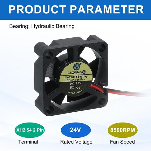 MECCANIXITY 2 Pcs 3D Printer 2510 Cooling Fan, 12V 12000RPM 25 x 25 x 10 mm Hydraulic Bearing XH2.54 Extruder Cooling Fan with 30cm Cable 2 Pin Terminal for 3D Printer in Saudi Arabia