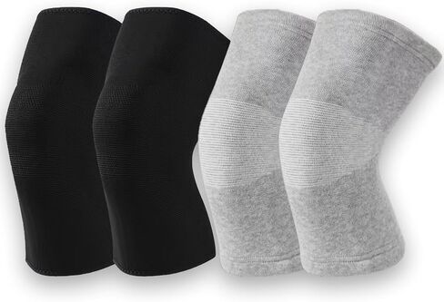 Bamboo Charcoal Compression Knee Sleeve - Elastic Knee Braces Pads Warmers Protective Knee Support for Arthritis and Runners (Gray+Black, Large) in Saudi Arabia