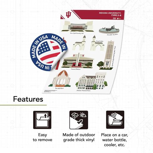 Desert Cactus Indiana University Hoosiers Bloomington Sticker Vinyl Decals Laptop Water Bottle Car T2 (Type 2-8 Landmarks) in Saudi Arabia