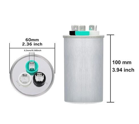 Cinace 45+5UF 45/5MFD ± 6 ٪ CBB65 مكثف بدء تشغيل دائري مزدوج للركض لمكيف الهواء ، و AC Motor Run ، و HON START ، ومكثف مستقيم ، ومضخة حرارة ، وحدات مكثف ، HVAC ، صانع الثلج 370/450VAC 50/60Hz in Saudi Arabia