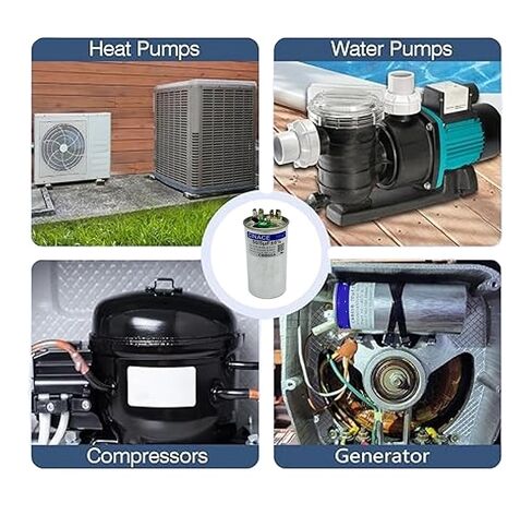 Cinace 45+5UF 45/5MFD ± 6 ٪ CBB65 مكثف بدء تشغيل دائري مزدوج للركض لمكيف الهواء ، و AC Motor Run ، و HON START ، ومكثف مستقيم ، ومضخة حرارة ، وحدات مكثف ، HVAC ، صانع الثلج 370/450VAC 50/60Hz in Saudi Arabia