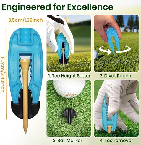 2 Pack Golf Ball Marker and Divot Tool with Adjustable Golf Tee Height Tool – Divot Repair Tool with Ball Marker & Stock Shot Setter – Pocket-Sized & Lightweight Golf Divot Tool, Golf Ball Markers in Kuwait