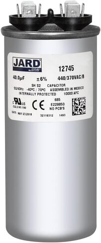 40 uF x 370 or 440 VAC Round Run Capacitor by # 12745 in Saudi Arabia