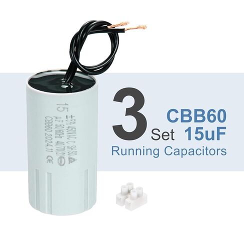 PATIKIL CBB60 20UF المكثفات الجري ، AC 450V 2 الأسلاك 50/60 هرتز أسطوانة 70 × 40 مم لمضخات المياه ، بداية محرك الغسالات ، 3SET in Kuwait