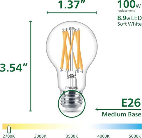 LED Philips LED 100W A19 3 عبوات فائقة المصابيح LED بيضاء ناع in Kuwait