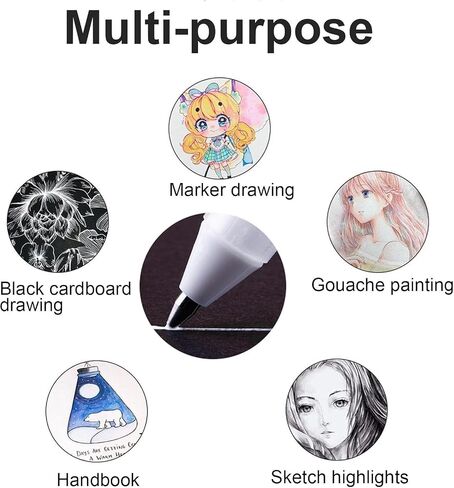 White Art Paint Pen - Fine Point Tip White Gel Pens | Highlight Graffiti Hook, Marker Pen Water Based Fine Paint Marker Fine Point Tip For Artists, Painters in Saudi Arabia