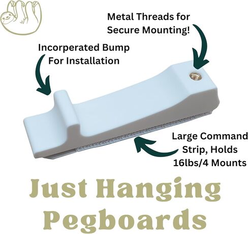 'Just Hanging Pegboards' Pegboard Wall Mounting Hardware, Compatible with IKEA SKADIS, Compatible with Command Strips. No Wall Holes Required. Pegboard Screws not Included. (Matte White) in Saudi Arabia