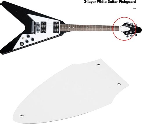 1pc 3 طبقات الغيتار البيضاء pickguard متوافق مع Gibson Flying v ضبط الرقبة قضيب الغلاف الغيتار إكسسوارات أبيض أسود أبيض الطبقة الغيتار الكهربائية in Kuwait
