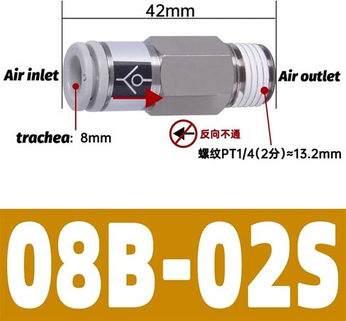 Pneumatic one-Way Check Valve Direct Control AKH Check Plastic Check Valve one-Touch Connector 1PCS(AKH12B-04S) in Kuwait