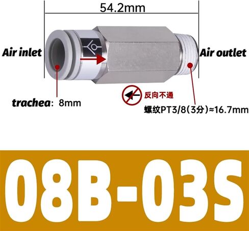 Pneumatic one-Way Check Valve Direct Control AKH Check Plastic Check Valve one-Touch Connector 1PCS(AKH12B-04S) in Kuwait