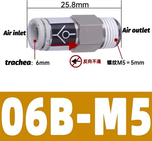 Pneumatic one-Way Check Valve Direct Control AKH Check Plastic Check Valve one-Touch Connector 1PCS(AKH12B-04S) in Kuwait