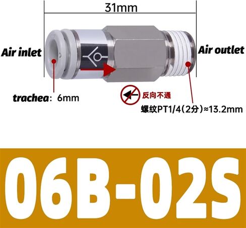 Pneumatic one-Way Check Valve Direct Control AKH Check Plastic Check Valve one-Touch Connector 1PCS(AKH12B-04S) in Kuwait