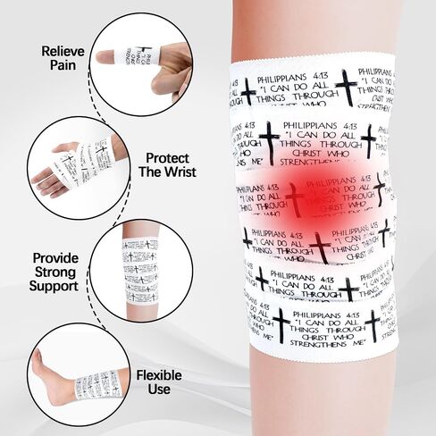 2Pcs Christian Athletic Tape 2in x 23ft Cotton Zinc Oxide Sport Faith Cross Sports Wristbands Religious Bible Verse Wrist Tape for Football Baseball Athlete Gymnastic Boxing First Aid Injury Wrap in Saudi Arabia