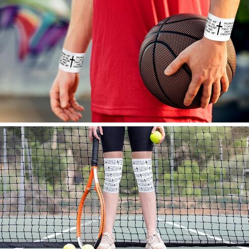 2Pcs Christian Athletic Tape 2in x 23ft Cotton Zinc Oxide Sport Faith Cross Sports Wristbands Religious Bible Verse Wrist Tape for Football Baseball Athlete Gymnastic Boxing First Aid Injury Wrap in Saudi Arabia