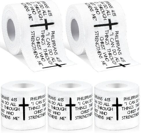 2Pcs Christian Athletic Tape 2in x 23ft Cotton Zinc Oxide Sport Faith Cross Sports Wristbands Religious Bible Verse Wrist Tape for Football Baseball Athlete Gymnastic Boxing First Aid Injury Wrap in Saudi Arabia