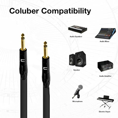 كبل كولوبر 1/4 "ذكور TS إلى 1/4" TS Male - 50 قدمًا - أصفر - موصل ميكروفون مؤيد 3 -Pin للمكبرات المحمولة أو الواجهة الصوتية أو الخلاط للأداء المباشر والتسجيل in Kuwait