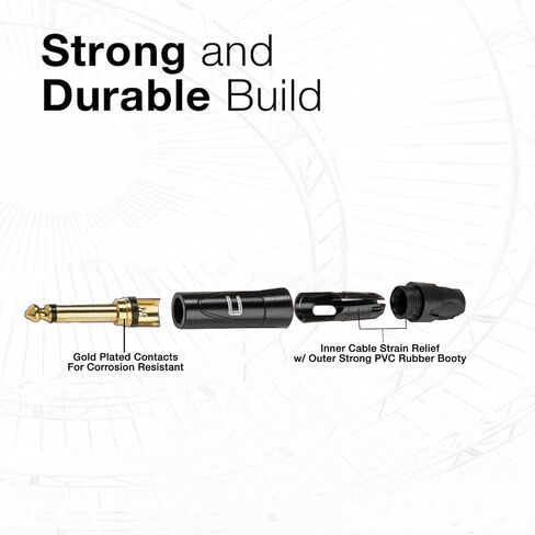 كبل كولوبر 1/4 "ذكور TS إلى 1/4" TS Male - 50 قدمًا - أصفر - موصل ميكروفون مؤيد 3 -Pin للمكبرات المحمولة أو الواجهة الصوتية أو الخلاط للأداء المباشر والتسجيل in Kuwait