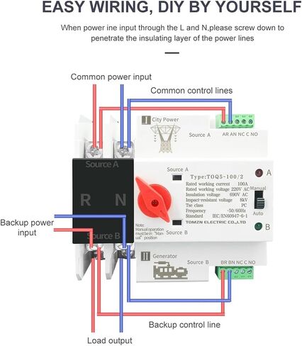 المرحلة الواحدة ATS 110V 220V الطاقة المزدوجة نقل المحددات الكهربائية المحددات الكهربائية دون انقطاع 2P 63A 100A 125A 1PCS (220 فولت ، 125A) in Saudi Arabia