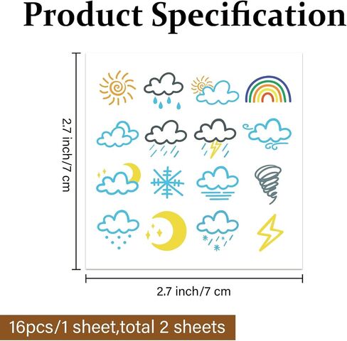 PLIGREAT Cute Golf Ball Markers Creative Marking Stickers for Identify Golf Balls 2 Sheets Sun Rainbow Cloud Pattern Customise Markers Golfer Gift Golfing Accessories in Saudi Arabia