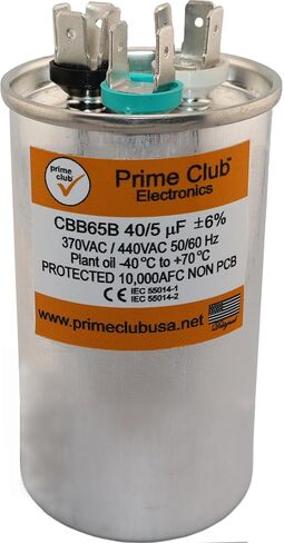 35+5 UF 35/5 MFD ± 6 ٪ 370V/440VAC CBB65 Dual Run Round Start Capacitor for AC Motor Run & Fan Contenser. بديل عالمي للناقل لينوكس جيه جينت كابكوم براينت غودمان ترين يورك in Saudi Arabia