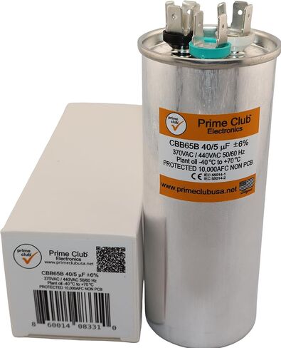 35+5 UF 35/5 MFD ± 6 ٪ 370V/440VAC CBB65 Dual Run Round Start Capacitor for AC Motor Run & Fan Contenser. بديل عالمي للناقل لينوكس جيه جينت كابكوم براينت غودمان ترين يورك in Saudi Arabia