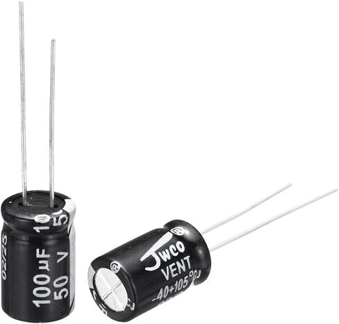 uxcell 100uf 50v 8x12mm electrolytic elector ، قيادة شعاعي المكثفات الألومنيوم للتلفزيون ، شاشة LCD ، VCD ، 15pcs in Saudi Arabia