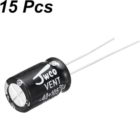 uxcell 100uf 50v 8x12mm electrolytic elector ، قيادة شعاعي المكثفات الألومنيوم للتلفزيون ، شاشة LCD ، VCD ، 15pcs in Saudi Arabia