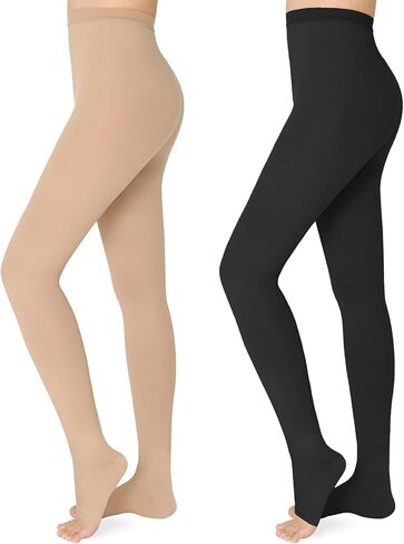 20 - 30mmhg poundyhose ، زوج واحد أو زوجين أو اثنين من طماق الضغط المريح ، تصميم إصبع القدم المفتوح ، جوارب الضغط العالي الخصر الطبي للذمة ، دوالي ، تورم ، حامل ، ممرضات ، رياضيين (مقصورة مفتوحة) in Saudi Arabia