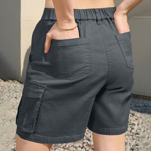 شورتات البضائع برمودا للنساء بطول الركبة شورت بيرمودا مع 6 جيوب الصيف فضفاضة المشي لمسافات طويلة غير رسمية قصيرة in Kuwait