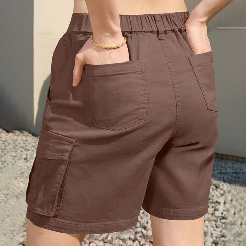 شورتات البضائع برمودا للنساء بطول الركبة شورت بيرمودا مع 6 جيوب الصيف فضفاضة المشي لمسافات طويلة غير رسمية قصيرة in Kuwait