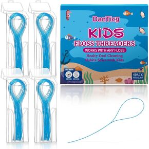 Preteen Kids Floss Threaders, Deep Clean Orthodontic Threader Floss for Braces, Bridges, and Implants 200PCS (4Pack)