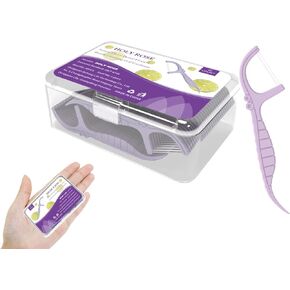 Holy Rose Portable Flossers Dispenser with Dual-Line Dental Floss Picks – Travel Tooth Cleaning Holder - Mint Flavor Effective Oral Care Tool for Teeth Flossing Toothpicks is Fresh Breath
