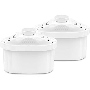 Pack of 2 Alkaline Water Pitcher Filter Cartridge Replacement with 4-Stage Filtration for Reducing Lead, Mercury, Zinc, and Removing Chlorine Taste & Odor, Drinking Water Filter for Pitcher