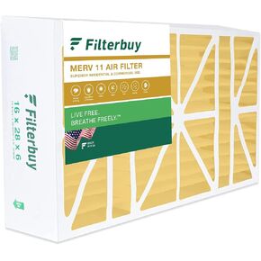 Filterbuy 16x28x6 Air Filter MERV 11 Allergen Defense (1-Pack), Pleated HVAC AC Furnace Air Filters Replacement for Aprilaire Space-Gard 2400 (Actual Size: 15.44 x 26.94 x 6.00 Inches)